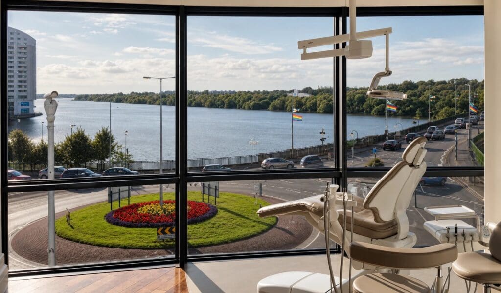 River view from the treatment room window at Riverpoint Specialist Dental Clinic, Limerick